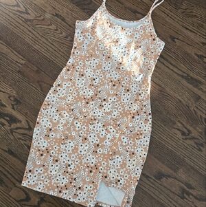 Wild Fable Floral Mini Dress | Size M | Peach Daisy Print Bodycon